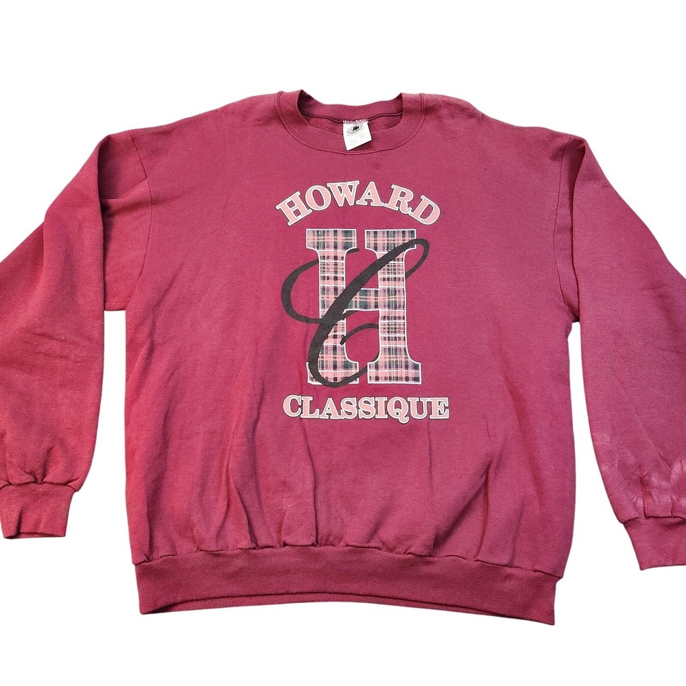 Vintage Ross International Sweatshirt Mens Size Lg Burgundy Made USA Howard 90s